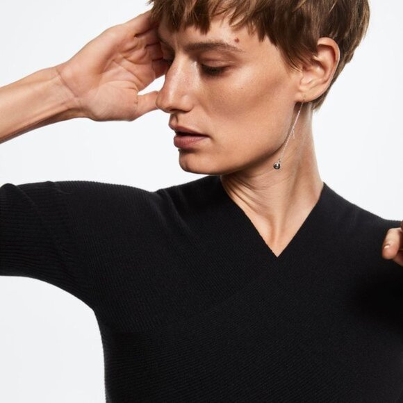 MANGO Women's Double-breasted Cropped Sweater Black - Picture 2 of 8